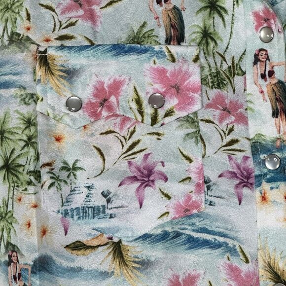 Sandrine Rose Hawaiian Pearl Snap Shirt Multicolored Women Medium NWT Made USA - Picture 6 of 9